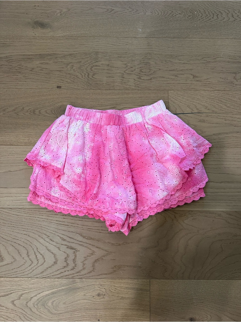 Free the Roses Pink Eyelet Ruffle Skirted Shorts